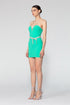 Mini 'V' Decollete Stone Detailed Mini Dress